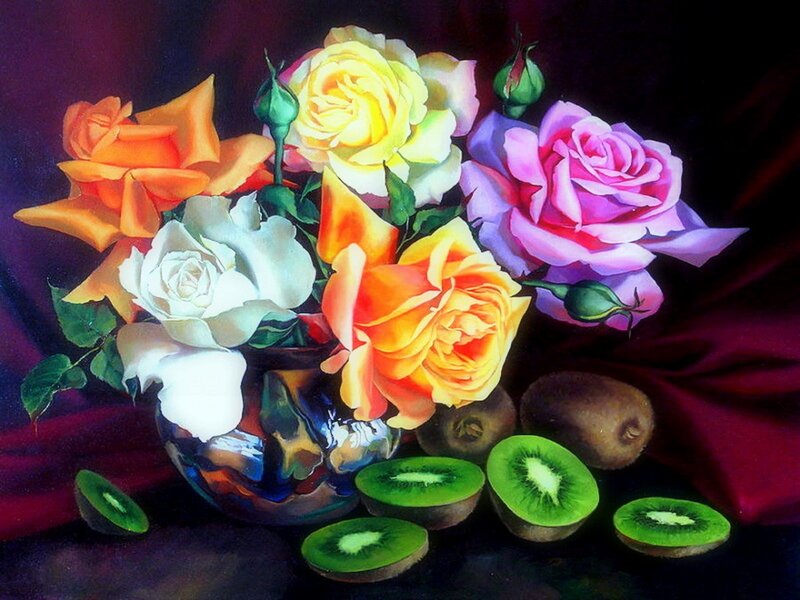 Roses and Kiwi Fruit