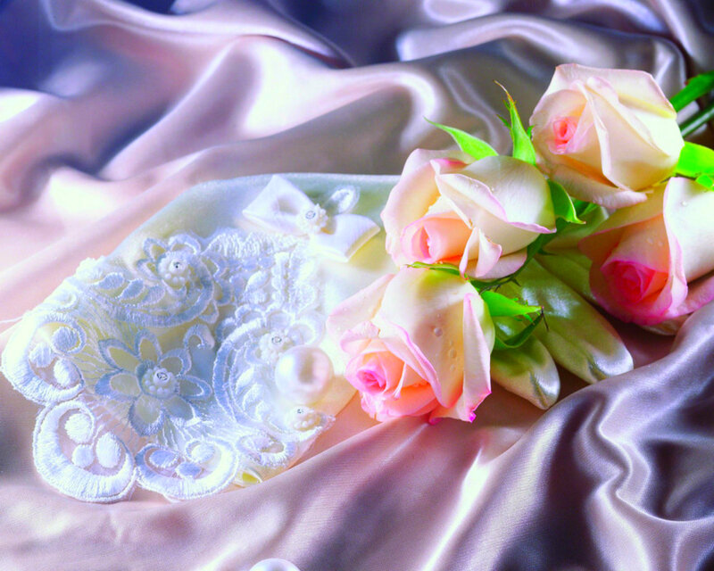 Roses and Lace on Satin