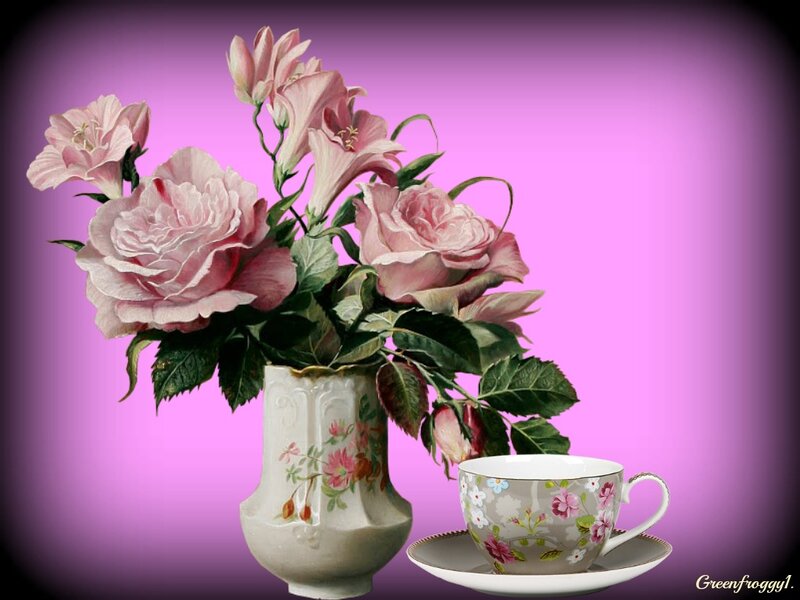 Roses and Lilies in Vase — Pink, Serene