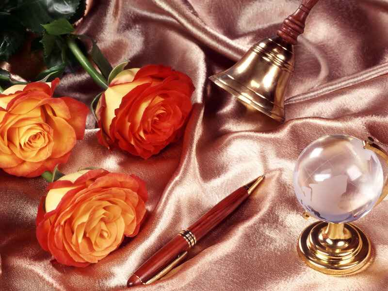 Roses and Pen on Fabric