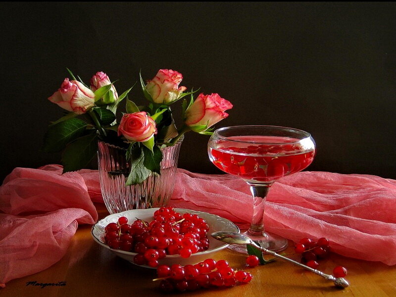 Roses and Red Currants — Pink
