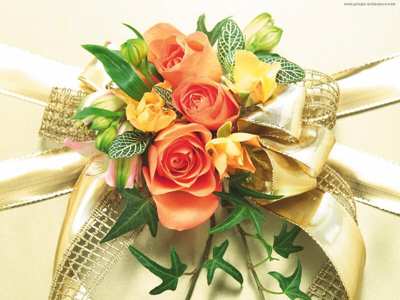 Roses and Ribbon Bouquet — Gold