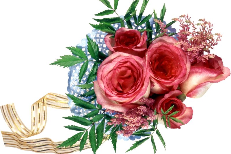 roses and ribbon bouquet