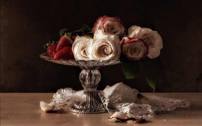 Roses and Strawberries — White