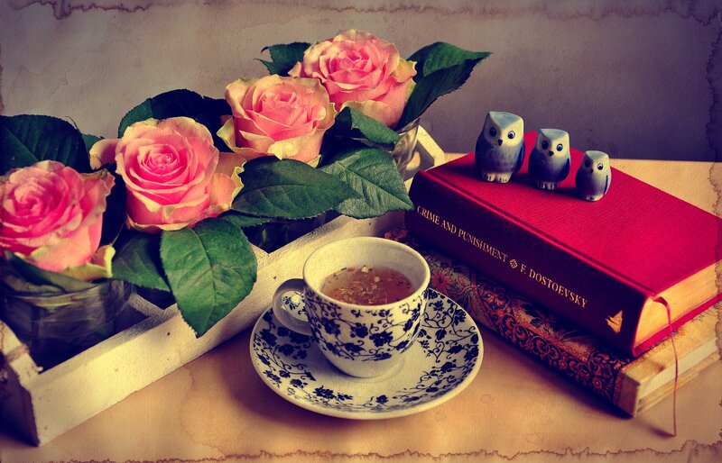 Roses and Tea on Table