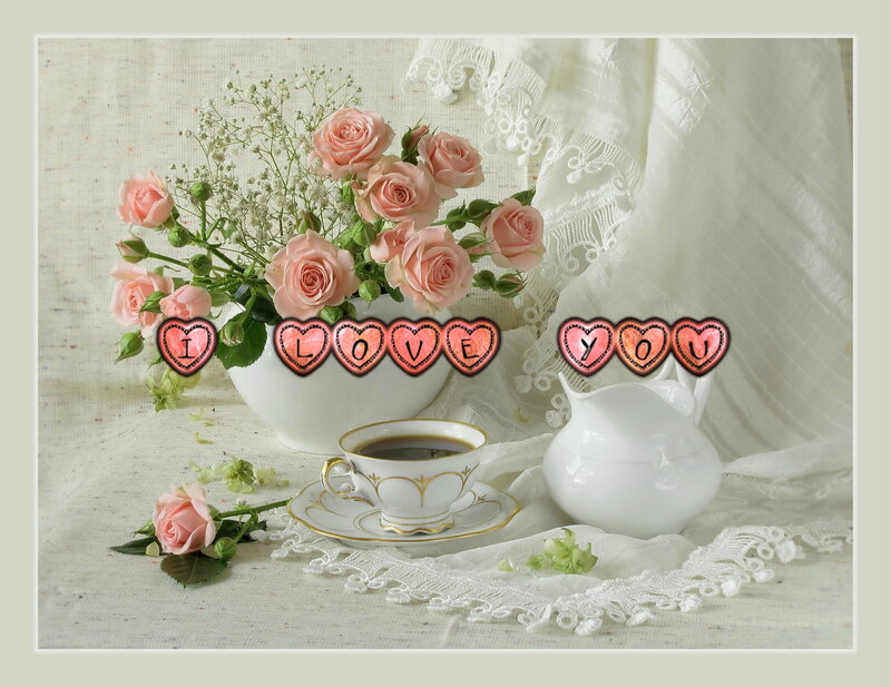 Roses and Tea Set — Pink, Romantic