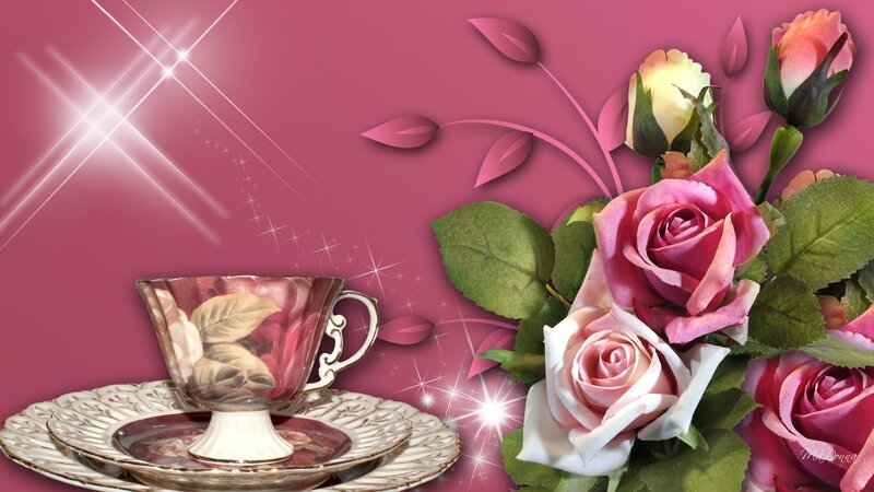 Roses and Teacup — Pink, Romantic