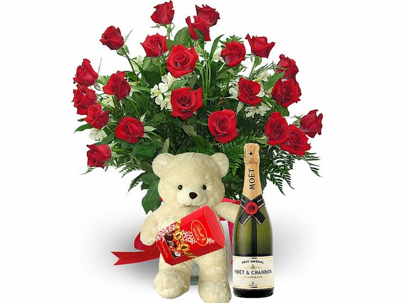 Roses and Teddy Bear