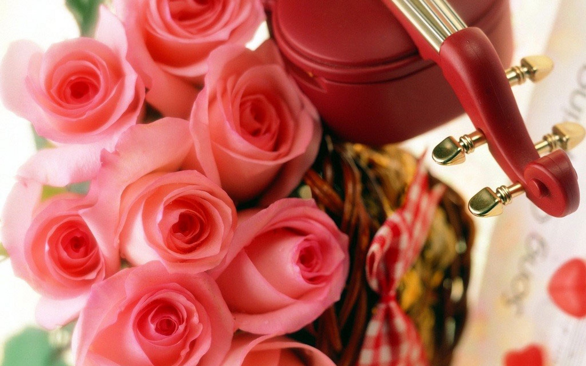 roses and violin bow
