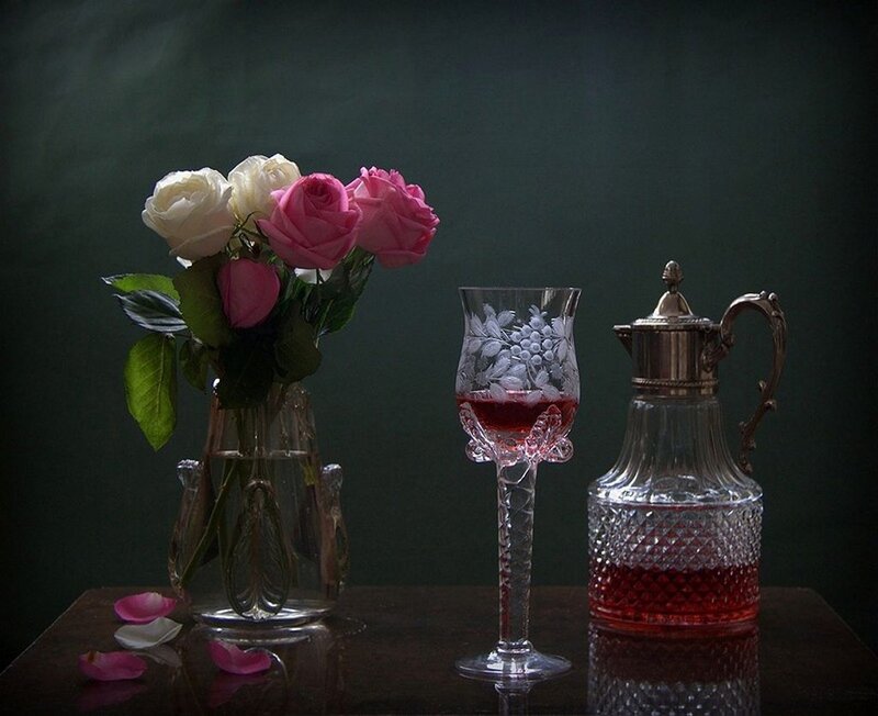 Roses and Wine Decanter