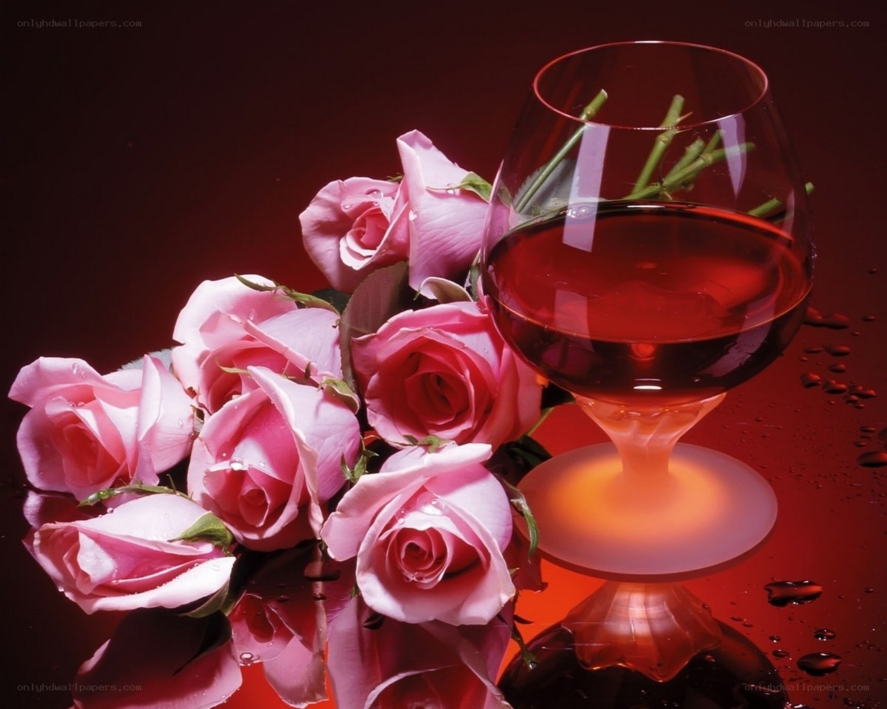 Roses and wine glass