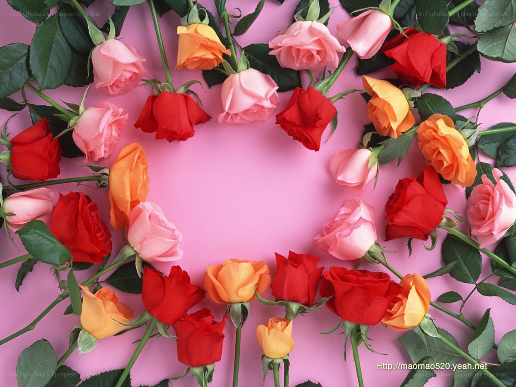Roses arranged in a heart shape