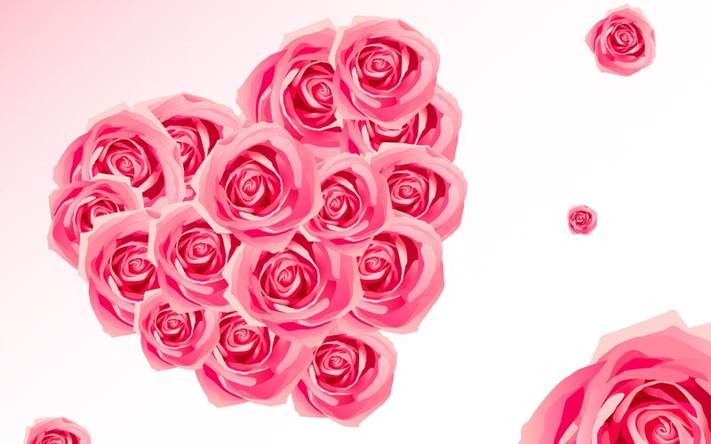 Roses Arranged in Heart — Pink
