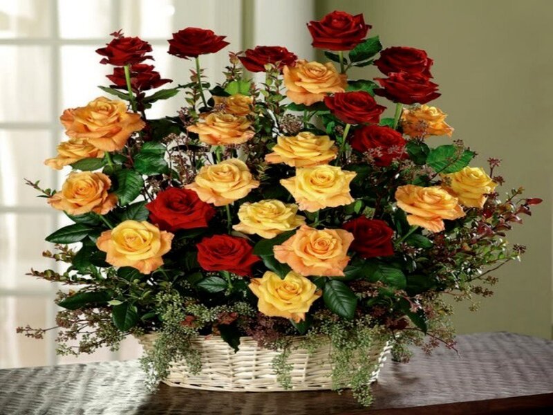 roses in a basket