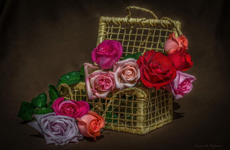 Roses in a Basket — Red, Dramatic