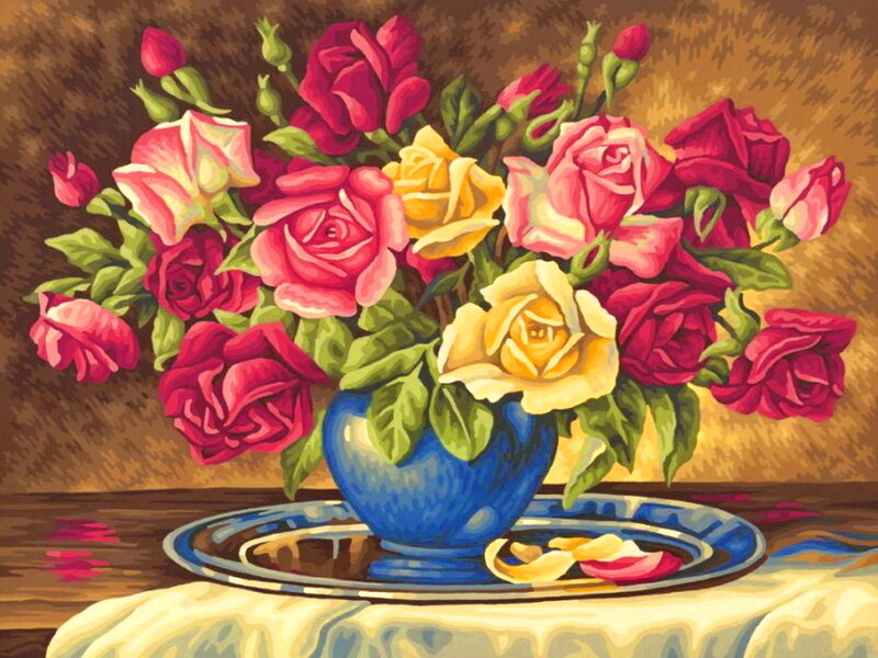 Roses in a Blue Vase — Calm