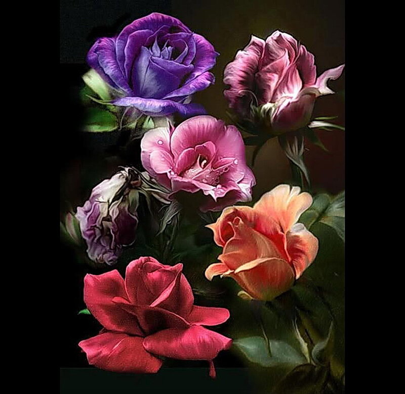 Roses in a Bouquet — Purple