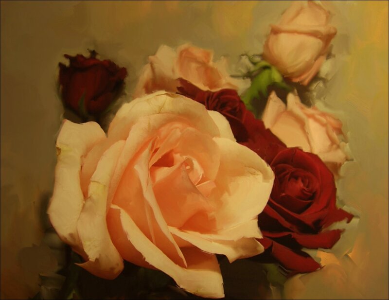 Roses in a Bouquet — Red, Calm