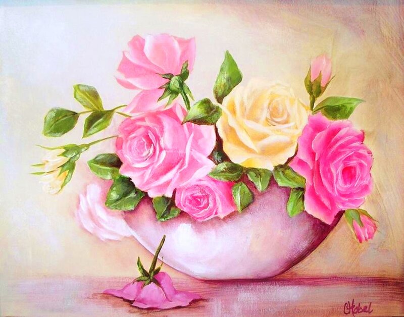 Roses in a Bowl — Pink, Serene