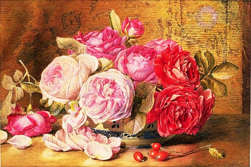 Roses in a Bowl — Red