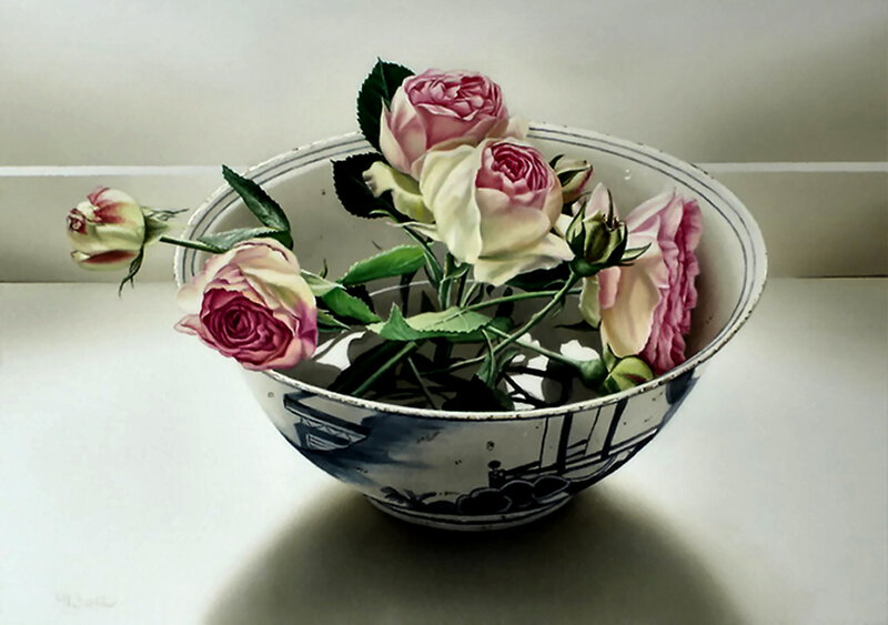 Roses in a Bowl — White