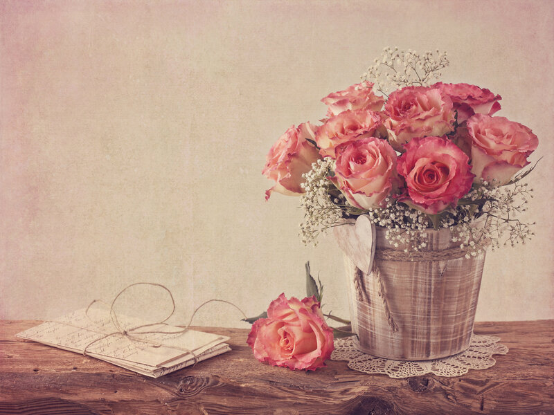 Roses in a Bucket — Pink