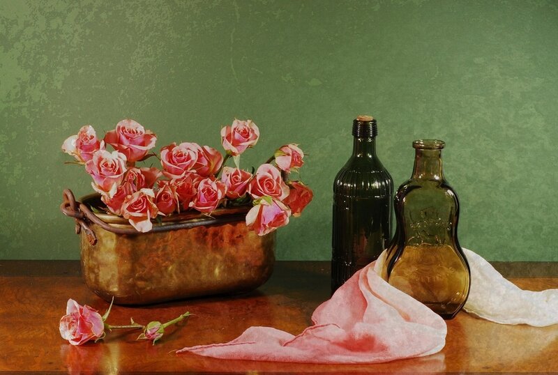 Roses in a Copper Container