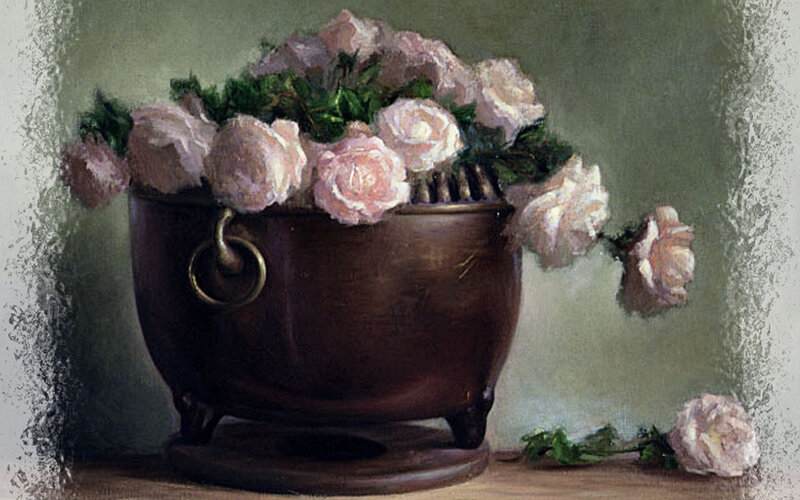 Roses in a Copper Pot