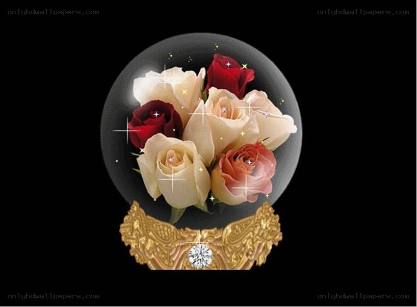 roses in a crystal ball