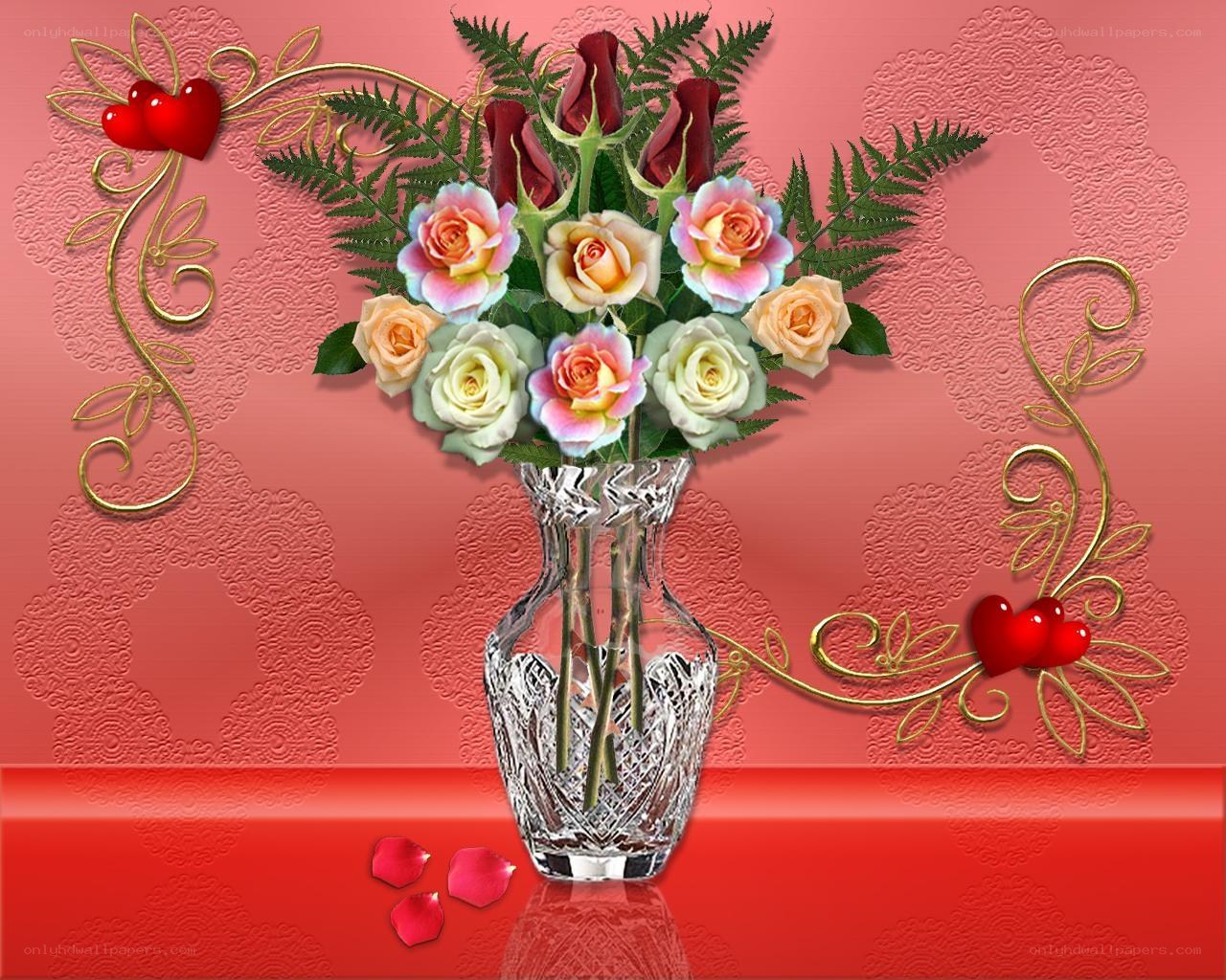 Roses in a crystal vase