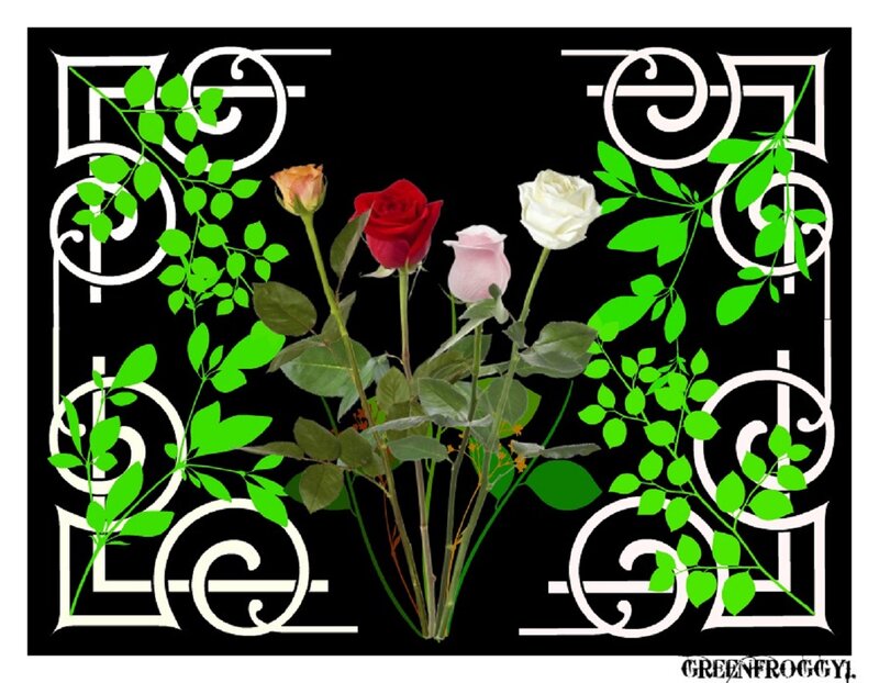 Roses in a Decorative Frame