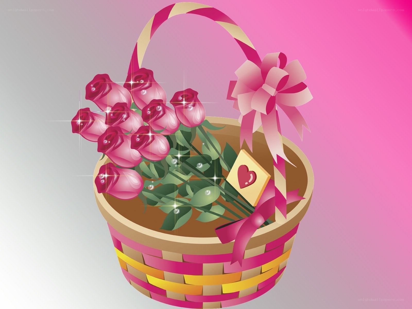 roses in a gift basket