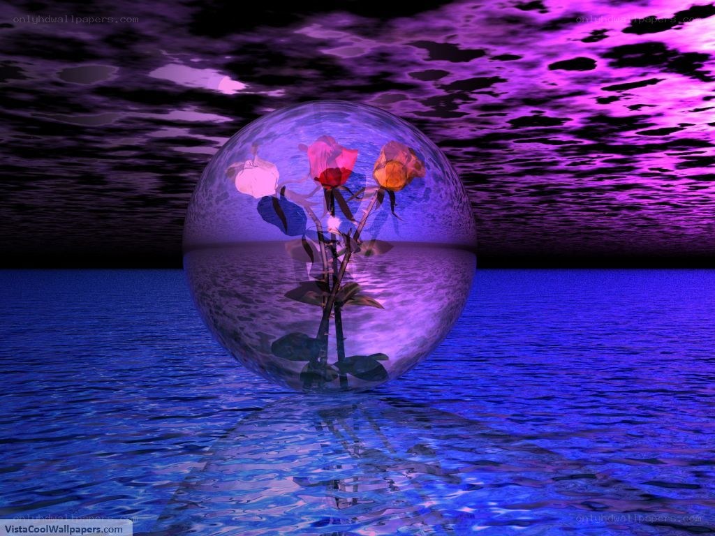 Roses in a glass sphere