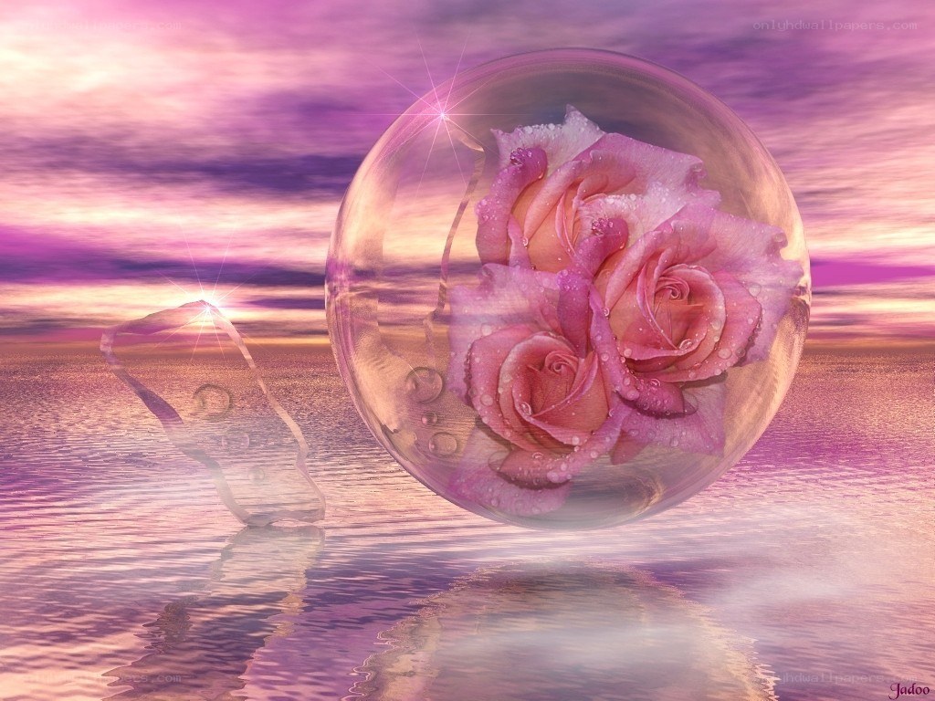 roses in a glass sphere