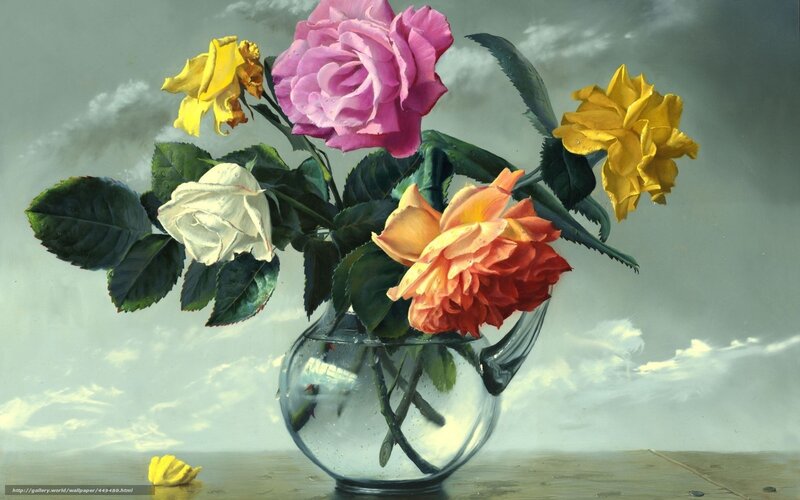 Roses in a Glass Vase — Pink, Calm