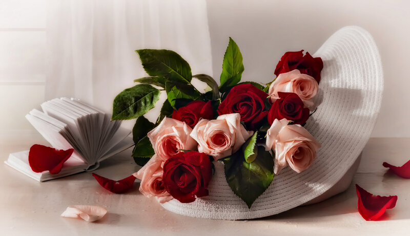 Roses in a Hat — White