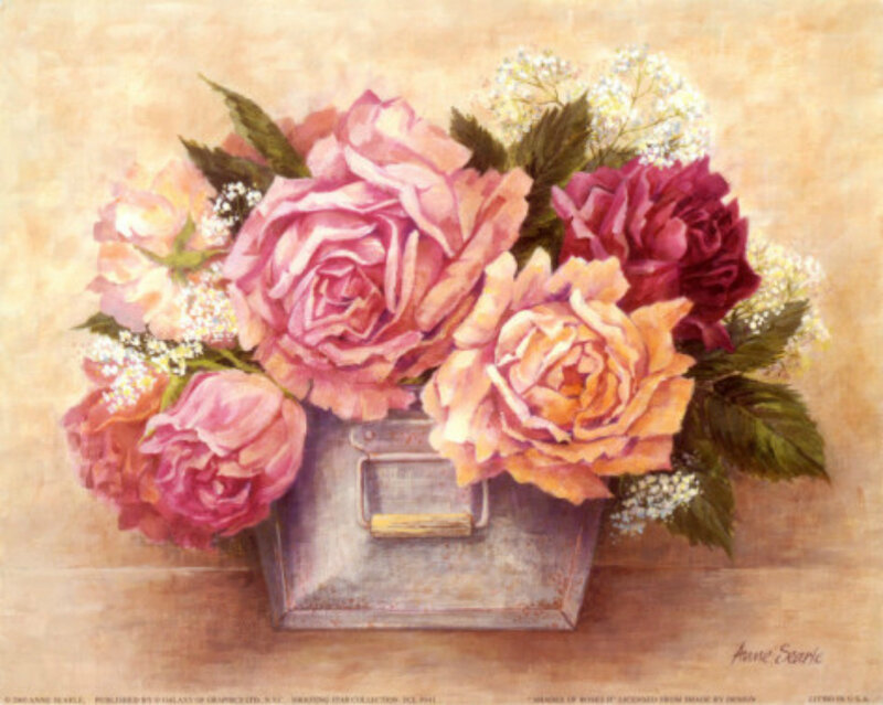 Roses in a Metal Container