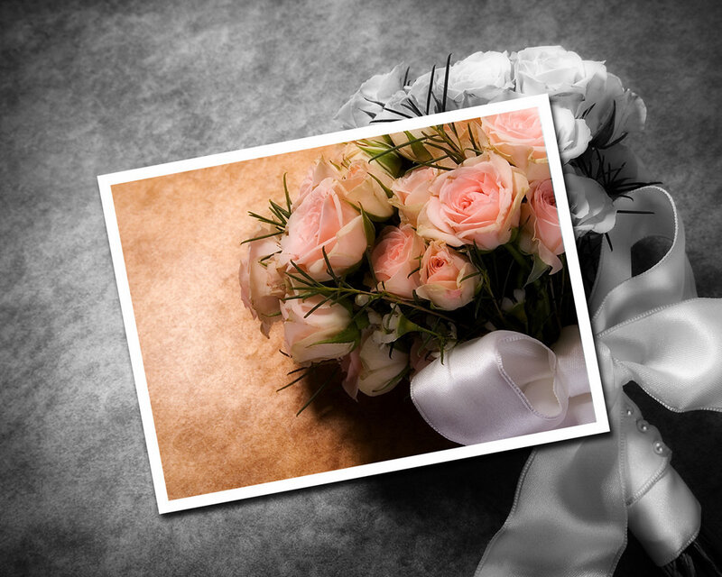 roses in a photo frame