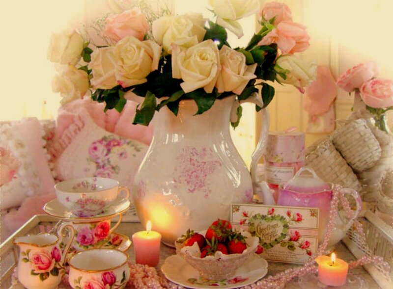 Roses in a Pitcher — Pink, Cozy