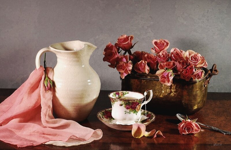 Roses in a Pitcher — Pink, Serene