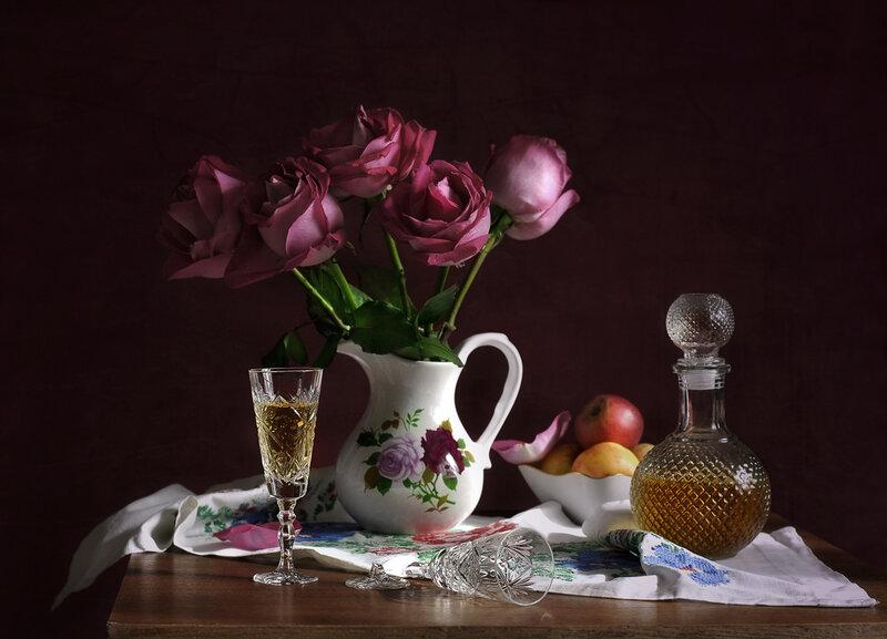 Roses in a Pitcher — Purple
