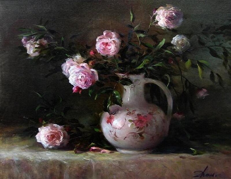 Roses in a Pitcher