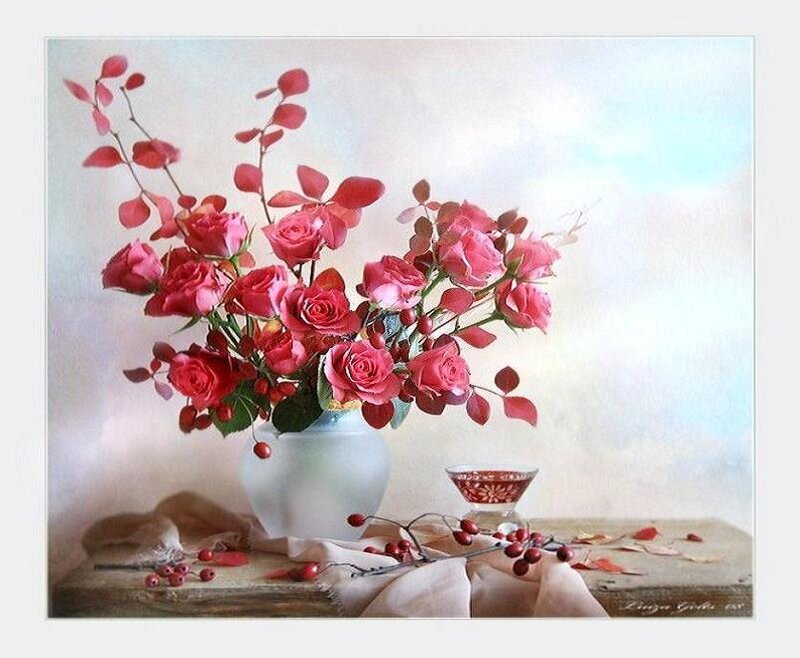 roses in a vase