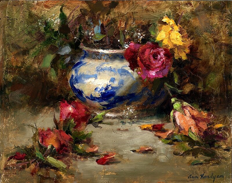 Roses in a Vase — Blue, Calm