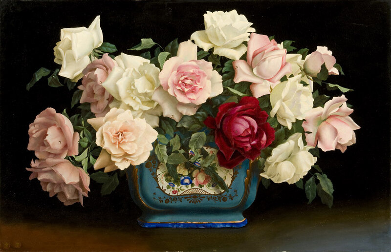 Roses in a Vase — Blue, Dramatic