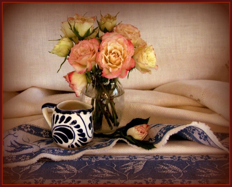 Roses in a Vase — Blue, Serene