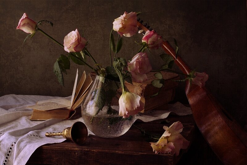 Roses in a Vase — Brown