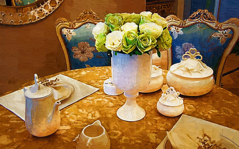 Roses in a Vase — Gold
