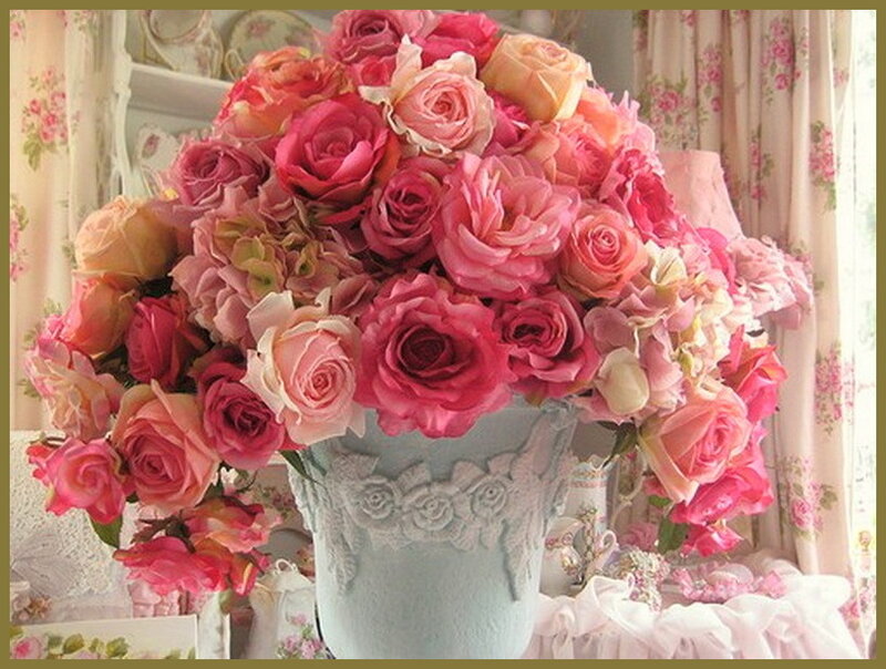 Roses in a Vase — Pink, Calm, Photograph
