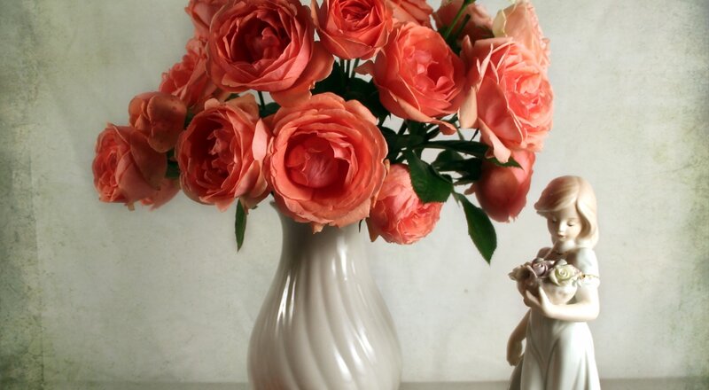 Roses in a Vase — Pink, Serene, Photograph, Figurine